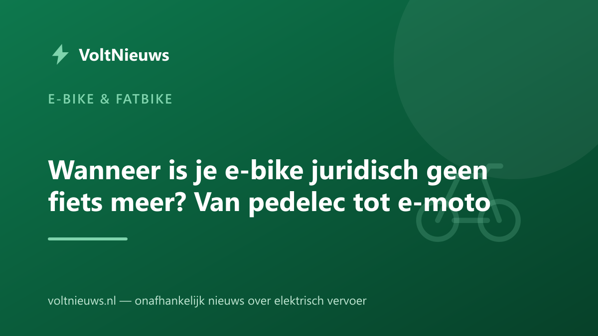 Wanneer is je e-bike juridisch geen fiets meer? Van pedelec tot e-moto